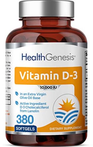 Frasco vitamina d3 10000 iu 380 cápsulas blandas Health Genesis