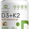 Version 1.0.0 Frasco de vitamina D3 2000 UI con K2 MK7 DEAL SUPPLEMENT 250 cápsulas