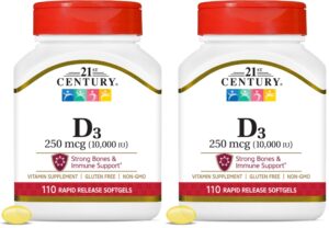 Version 1.0.0 Frasco de Vitamina D3 250 mcg con etiqueta frontal