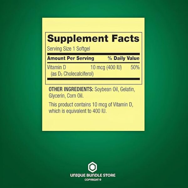 Frasco de Vitamin D3 con etiqueta