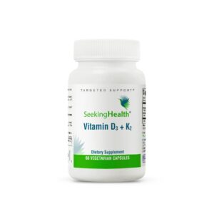 Frasco suplemento vitamina D3 5000 UI y K2 100 mcg Seeking Health