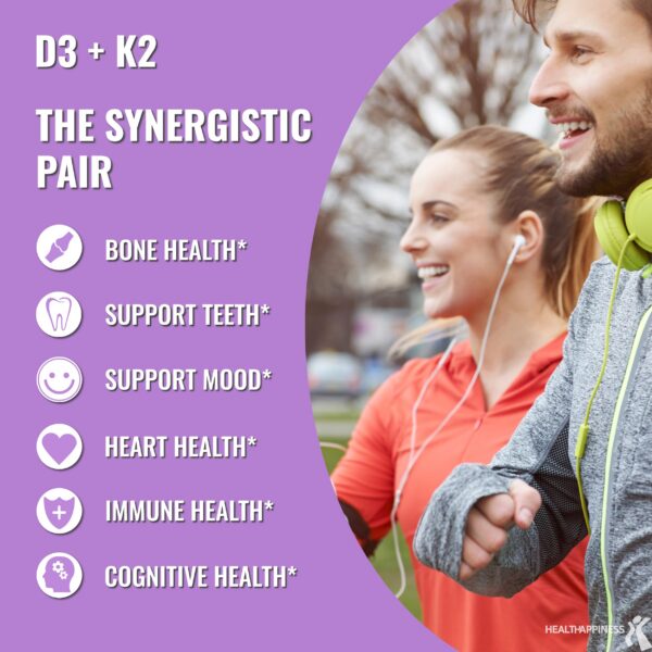 Frasco vitamina D3 K2 vegano con aceite coco orgánico 150 cápsulas