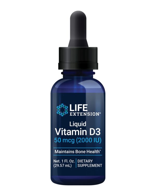 Frasco de vitamina d3 líquida life extension 29.57 ml