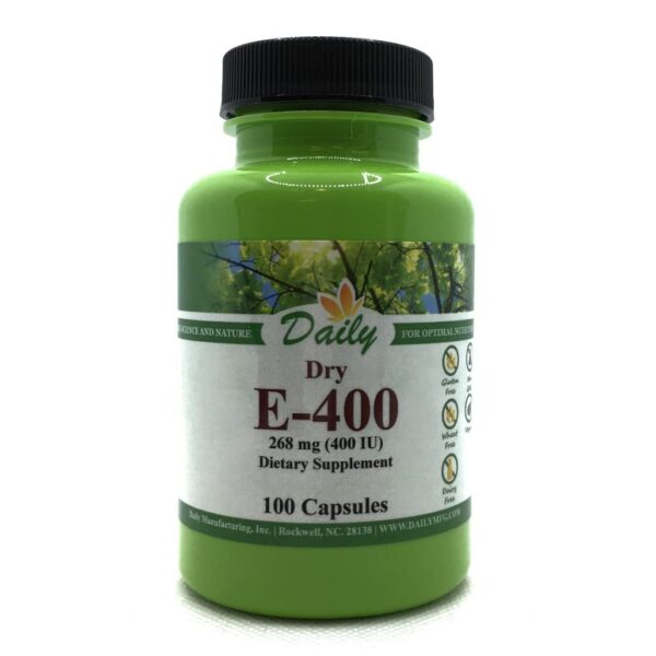Frasco vitamina e 400 ui cápsulas vegetarianas daily manufacturing