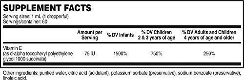 Frasco de vitamina E líquida soluble en agua Aqua-E 60 ml