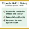 Frasco de vitaminas B-12 Nature's Bounty 500 mcg micropastillas