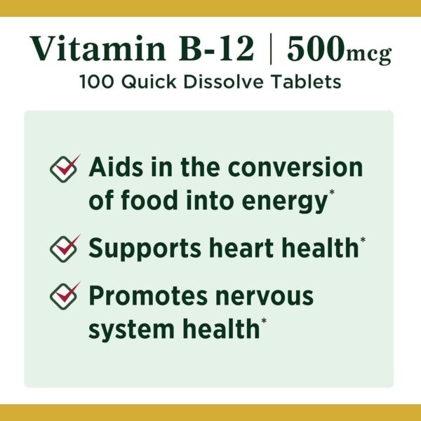 Frasco de vitaminas B-12 Nature's Bounty 500 mcg micropastillas