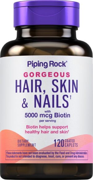 frasco vitaminas para cabello piel uñas Piping Rock 120 cápsulas