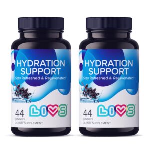 Frasco de vitaminas gummy LIVS para hidratación