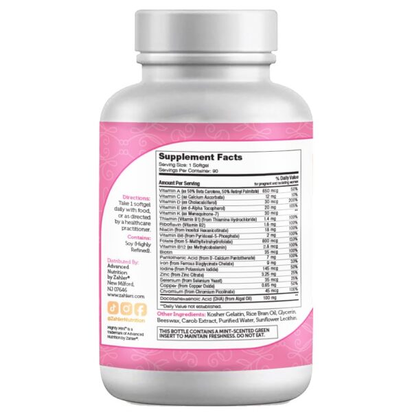 Frasco vitaminas prenatal Zahler Mighty Mini