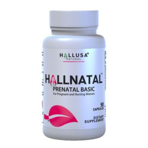 Frasco vitaminas prenatales Hallusa Natural HALLNATAL 90 cápsulas