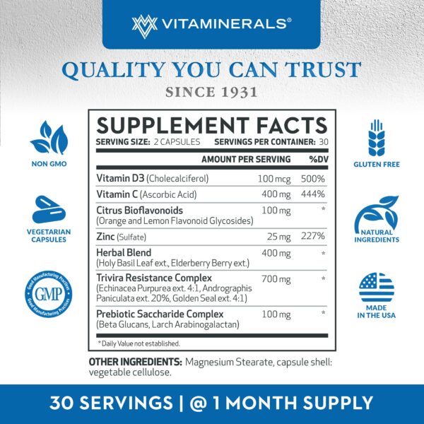 Frasco vitaminerals trivira suplemento inmune