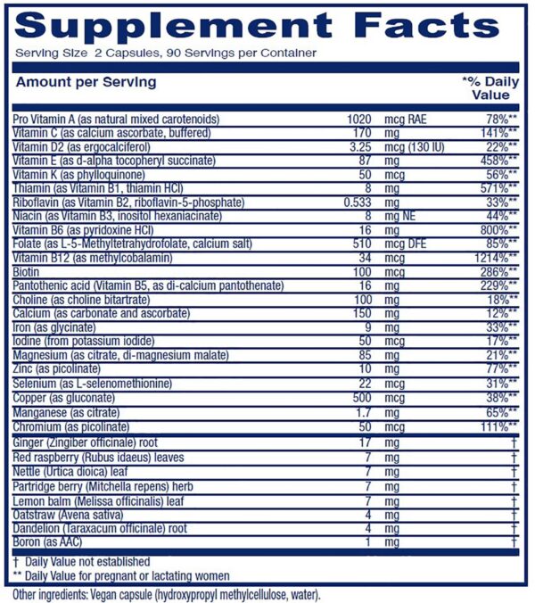 Frasco Vitanica Maternal Symmetry vitaminas prenatales postnatales
