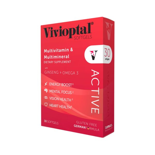 Frasco Vivioptal Active multivitamínico Ginseng Omega-3