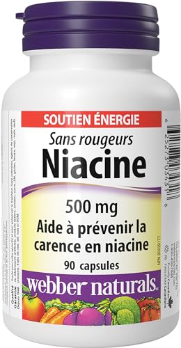 Frasco de Webber Naturals niacina sin enrojecimiento 500mg