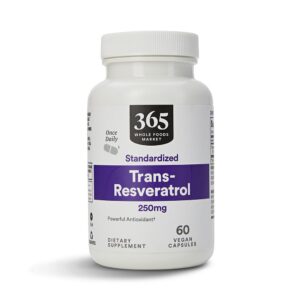 Frasco Whole Foods Market Transresveratrol 250mg 60 cápsulas vegetales