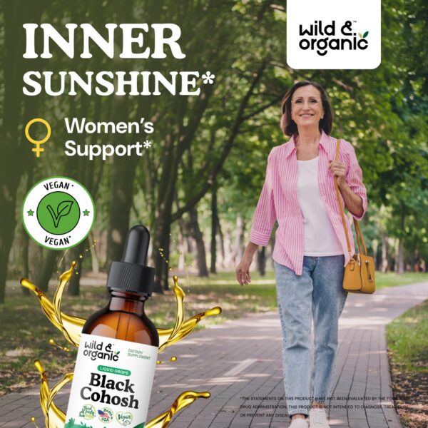 Frasco Wild & Organic suplemento cohosh negro vegano sin azúcar