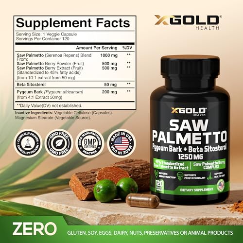 Version 1.0.0 Frasco X Gold Health Saw Palmetto suplemento 120 cápsulas