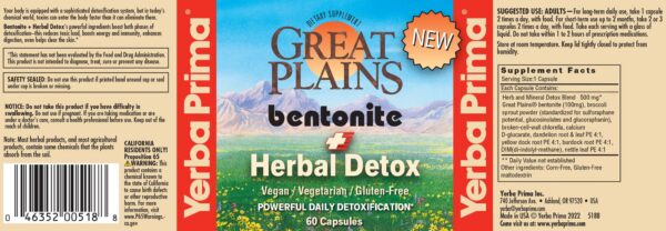 Version 1.0.0 Frasco Yerba Prima Bentonite Clay detox natural 60 cápsulas