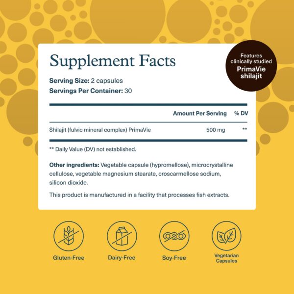 Frasco Youtheory Shilajit cápsulas energía y resistencia 500mg