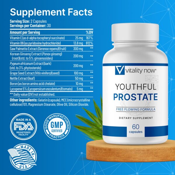Frasco Youthful Prostate con saw palmetto y ginseng