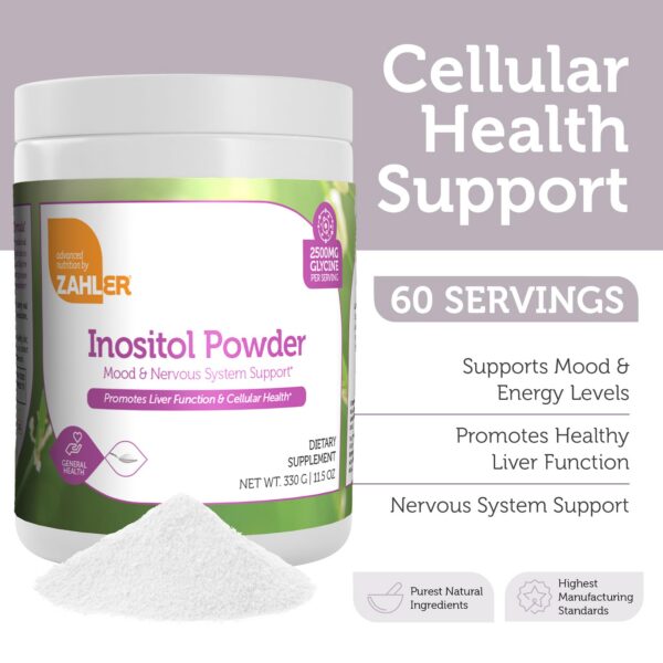 Frasco Zahler Inositol y Glicina sin gluten y kosher