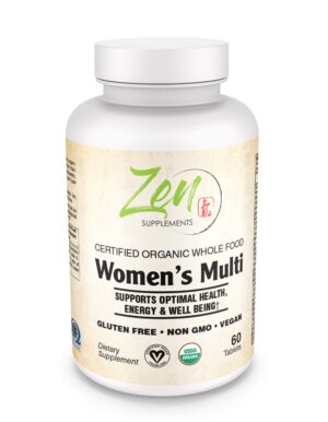 Frasco Zen Supplements multivitamínico orgánico para mujeres 120 tabletas