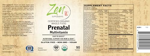 Frasco Zen Supplements multivitamínico prenatal orgánico