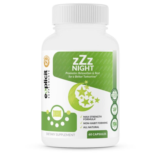 Frasco de zZz Night ayuda natural para dormir 60 cápsulas