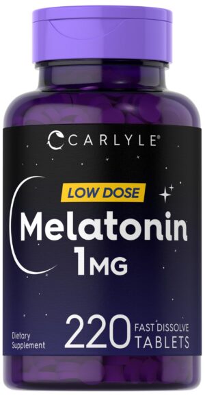 Frasco de Carlyle Melatonina 1mg 220 tabletas