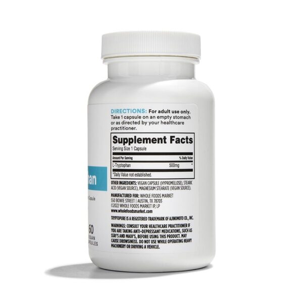 Frascos 365 Whole Foods Market L-Triptófano cápsulas vegetales