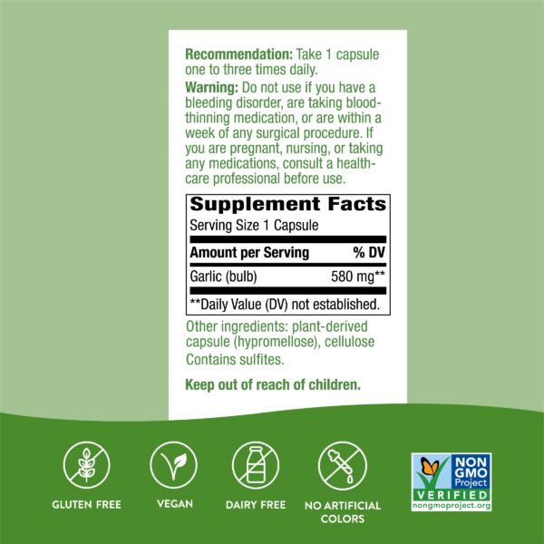 frascos de ajo nature's way suplemento sin gluten