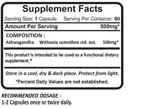 Frascos y etiqueta de Ashwagandha