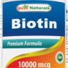 Frasco Biotina Best Naturals 10,000 mcg 365 tabletas