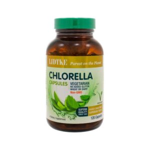 Frasco de Chlorella Lidtke 120 cápsulas para suplemento natural