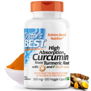 Frasco Doctor's Best cúrcuma alta absorción 500mg 120 cápsulas