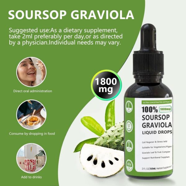 Frascos gotas amargas guanábana suplemento natural KUNLEN