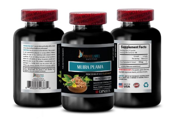 Frascos Muira Puama extracto para energía masculina y salud