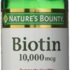 Frasco de Nature's Bounty biotina 10,000 mcg softgels 120 unidades