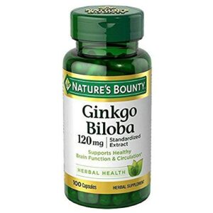 Frascos Nature's Bounty Ginkgo Biloba 120mg 100 cápsulas c/u