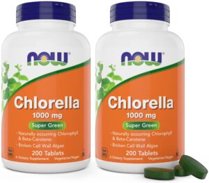 Version 1.0.0 Frascos Now Chlorella 1000mg tabletas suplemento superalimento verde