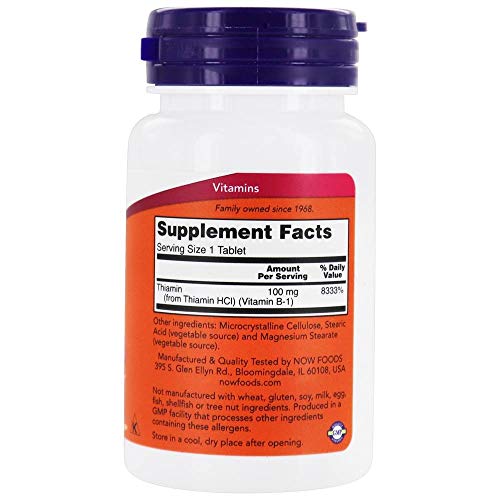 Frascos Now Foods vitamina b1 100 tabletas cada uno