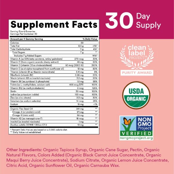 Version 1.0.0 Frascos SmartyPants para mujeres y niños vista lateral