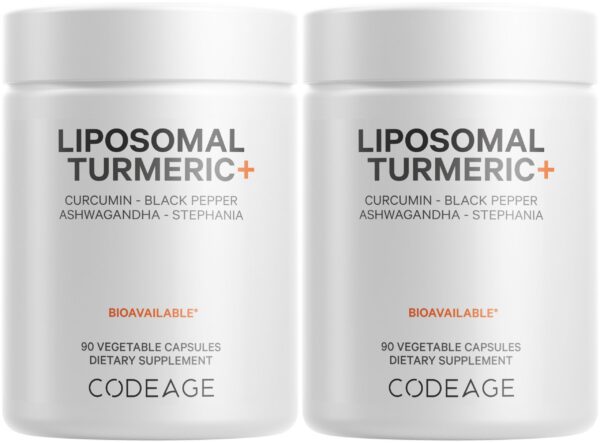 Frascos de suplemento orgánico de cúrcuma Codeage pack doble