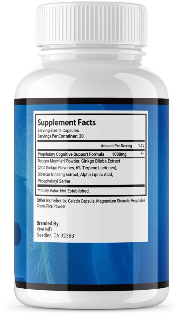 Frascos suplementos Neuro Thrive con ginkgo y ginseng