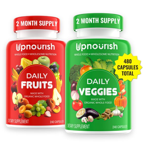 Frascos suplementarios UpNourish frutas y verduras orgánicas