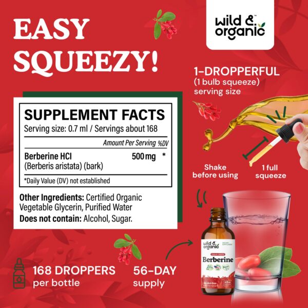 Frascos tintura berberina y canela Wild & Organic 4 fl oz