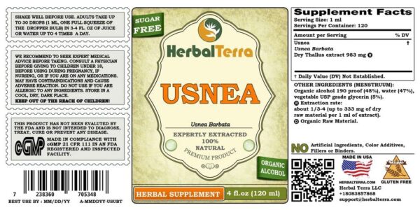 Frascos de tintura de Usnea HerbalTerra 2x120 ml extracto concentrado