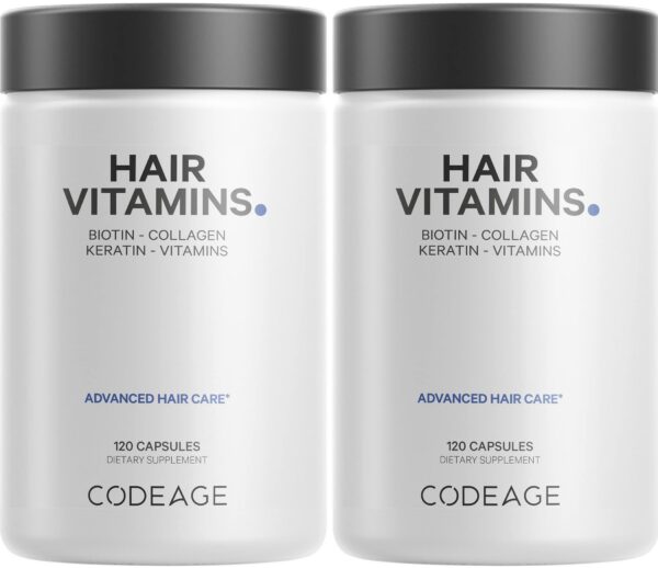 Frascos vitaminas cabello Codeage 10000 mcg biotina