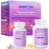 Frasco de vitaminas prenatales Premom con DHA y folato